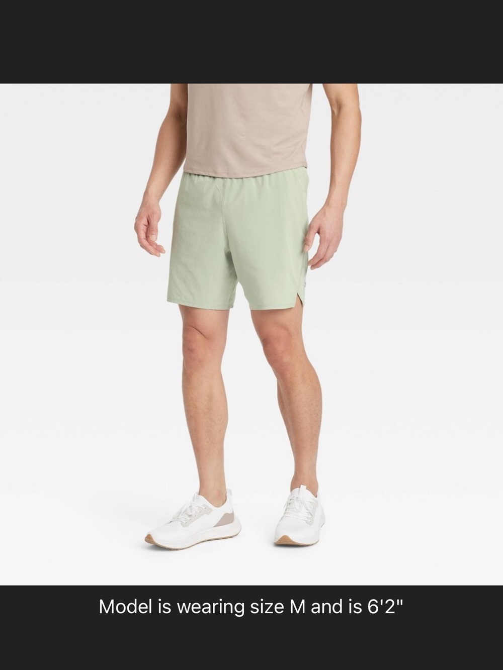 NWT All In Motion Men's Light Green Performance Shorts 7” inseam run short L